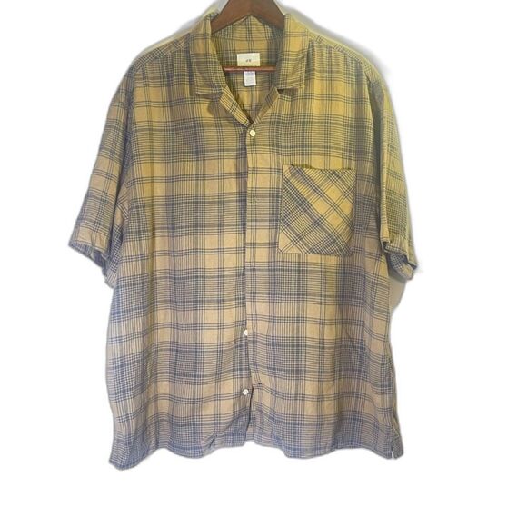 Men's H&M Plaid Button Down Short Sleeve Resort ShirtPocket Green XL Relaxed Fit - Picture 2 of 7